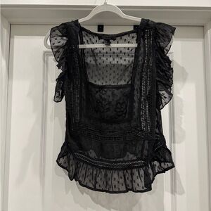 Forever 21 Sheer Black Ruffled Blouse